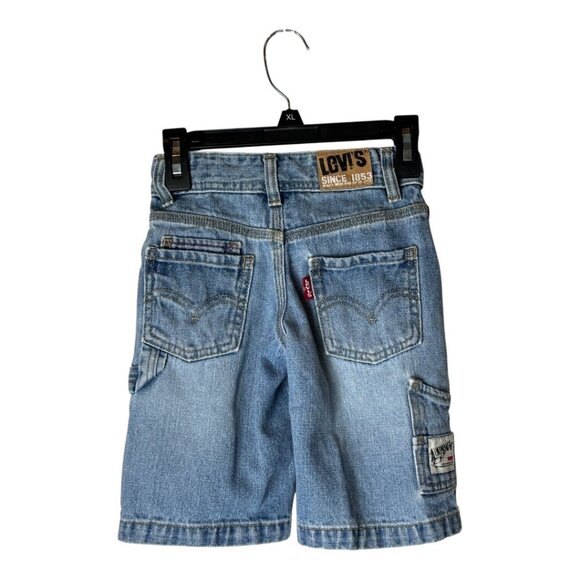 Levi's Shorts Boys 3T Blue Denim Cargo‎ Carpenter Jean Shorts Outdoor Gorpcore - Picture 2 of 12